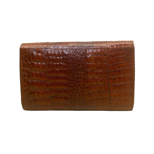 El Corte Inglés Women’s Brown Faux Leather Crocodile-Embossed Shoulder Bag