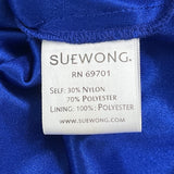 Sue Wong Royal Blue Beaded Maxi Dress With Spaghetti Straps & V-Neckline Size 2