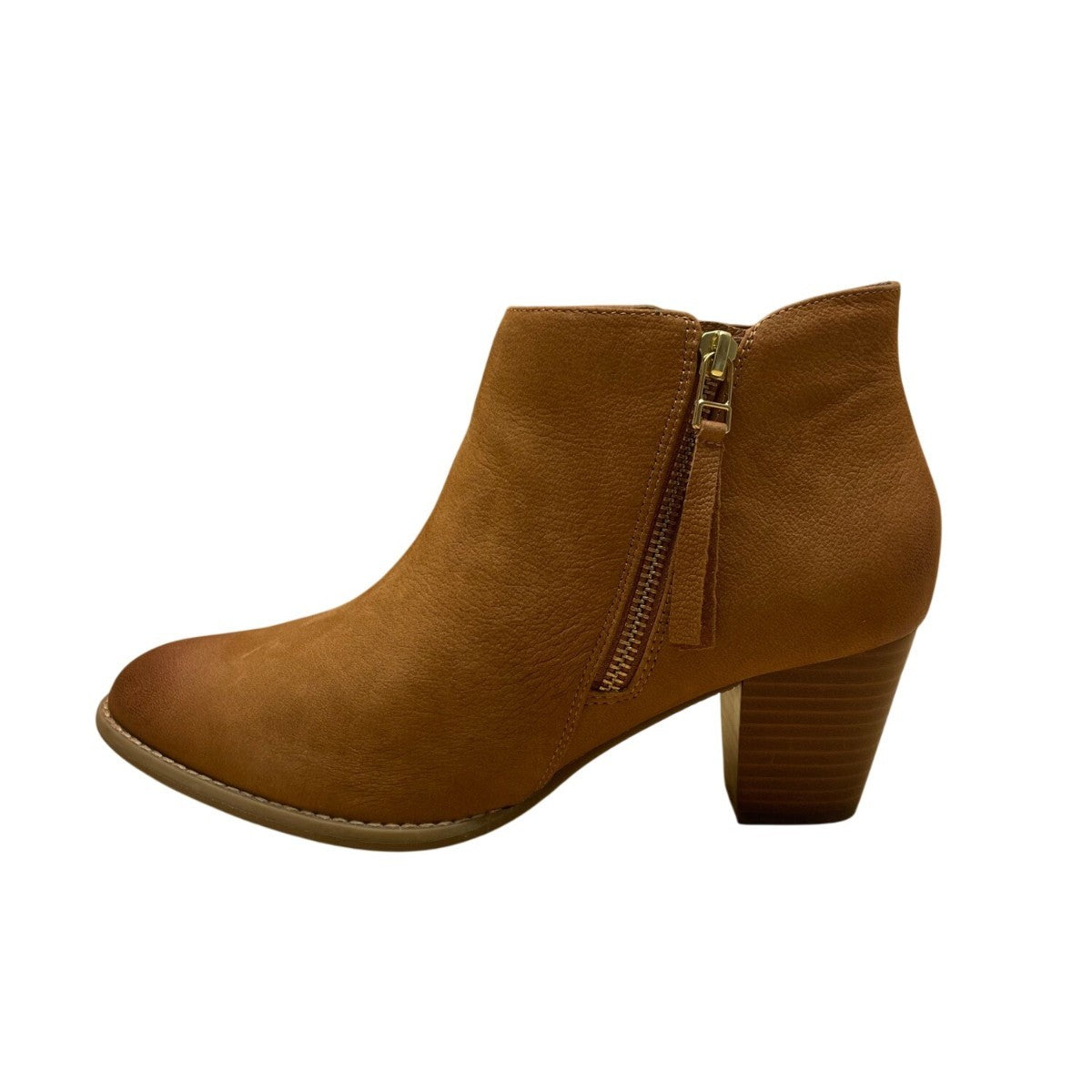 Vionic Women’s Brown Leather Side Sterling Saddle Heeled Ankle Booties Size 9.5