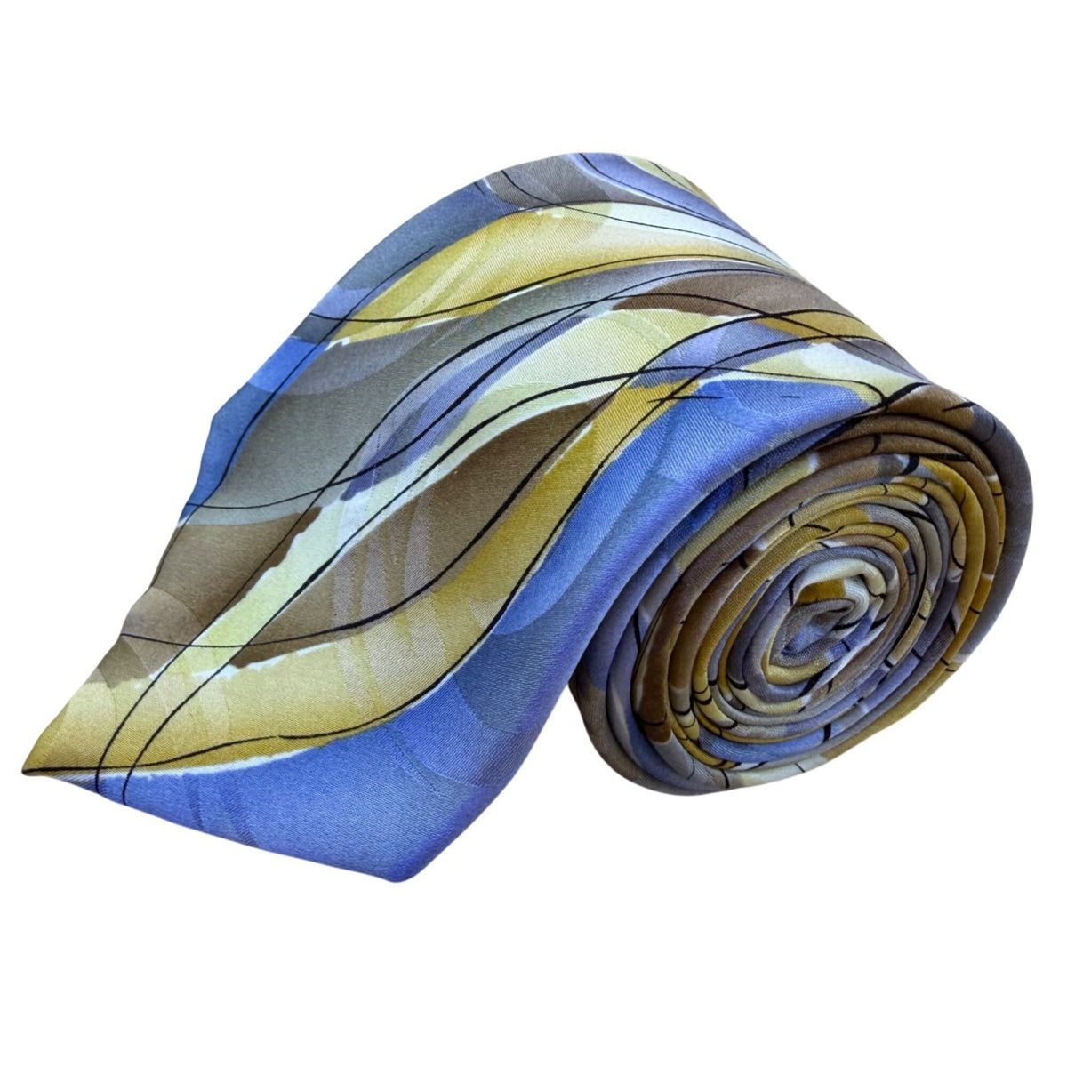 J. Garcia Mens Multicolor Silk Necktie Snail Garden Pattern