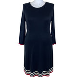 JH Women's Black Striped Hem A-Line Dress 3/4 Sleeve Sz XL - New