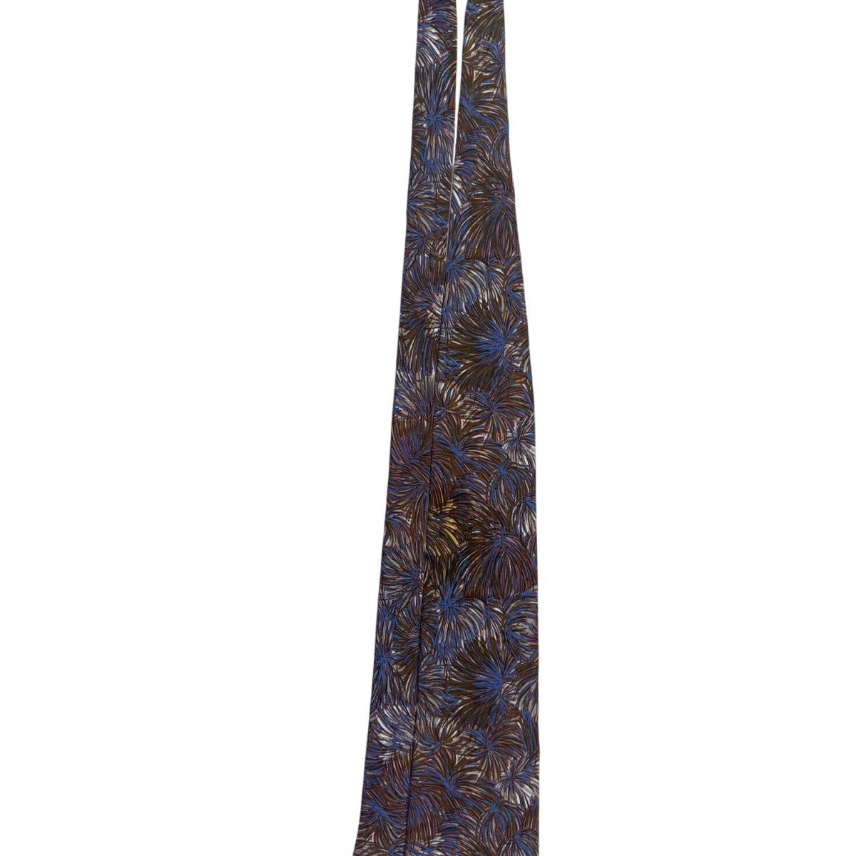 Christian D Mens Brown Blue Feather Print Silk Tie Italy Made USA