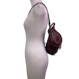 Giaccomo Men’s Brown Leather With Brass Zippers Crossbody Sling Backpack