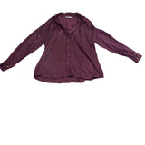 Zara Womens Purple Satin Button-Up Long-Sleeve Blouse Lightweight Sz XL 