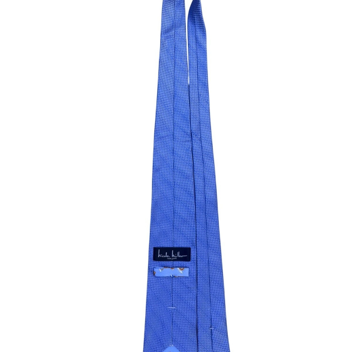 Nicole Miller Mens Blue Silk Necktie Woven Pattern 58" Length Unique Design