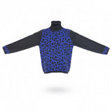 Nina Leonard Womens Black & Blue Leopard Print Turtleneck Sweater Size M