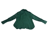 Zara Womens Green Satin Button-Up Long Sleeve Shirt Chic Fashion Sz XL