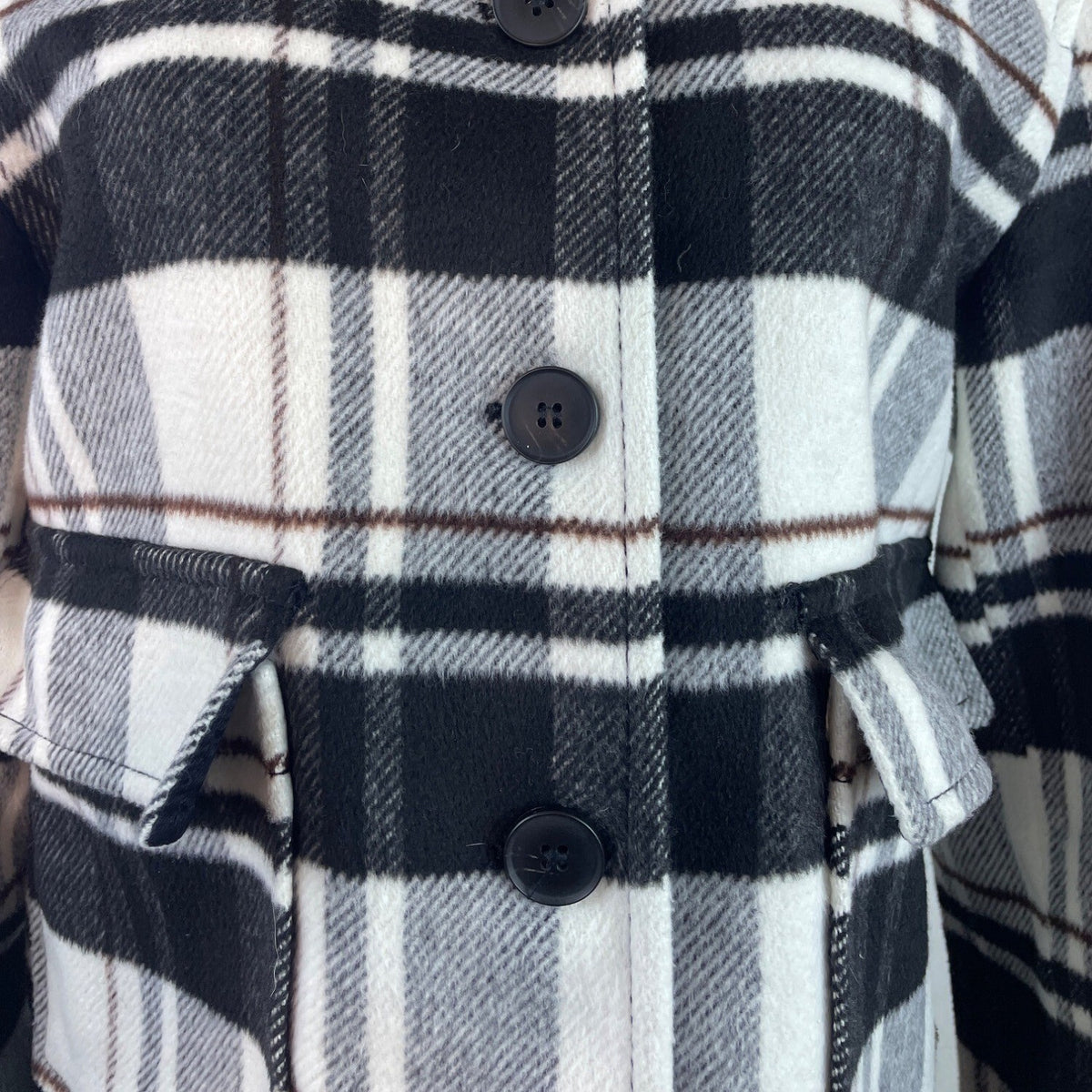 Zara Women's Black & White Plaid Button-Up Jacket With Pockets Sz S