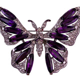 Vintage Trifari Womens Purple & Silver Tone Butterfly Brooch Rhinestones
