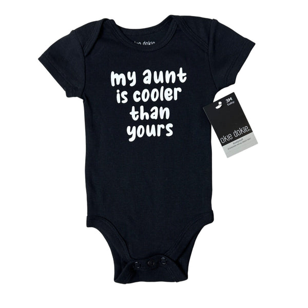 Okie Dokie "My Aunt Is Cooler Than Yours" Baby Bodysuit 3M black - New
