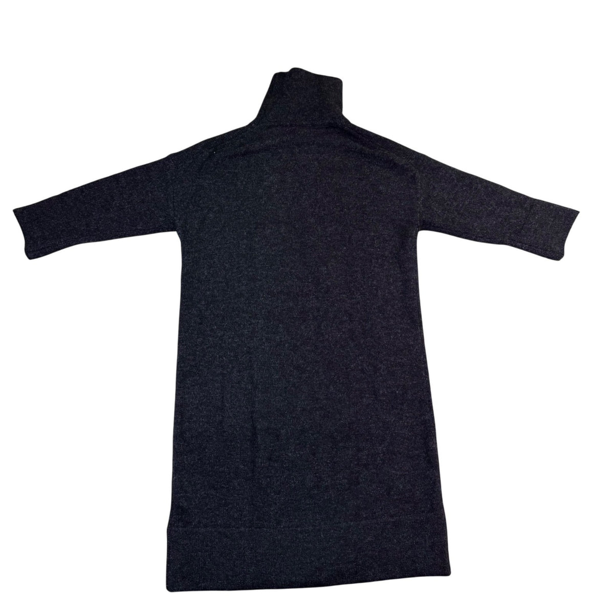 Zara Womens Dark Gray Knit Turtleneck Sweater Dress 3/4 Sleeve Wool Blend Size S