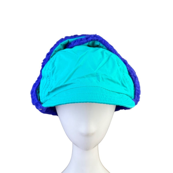 Columbia Mens Purple/Teal Shearling-Lined Winter Trapper Hat Fold-Up Earflaps