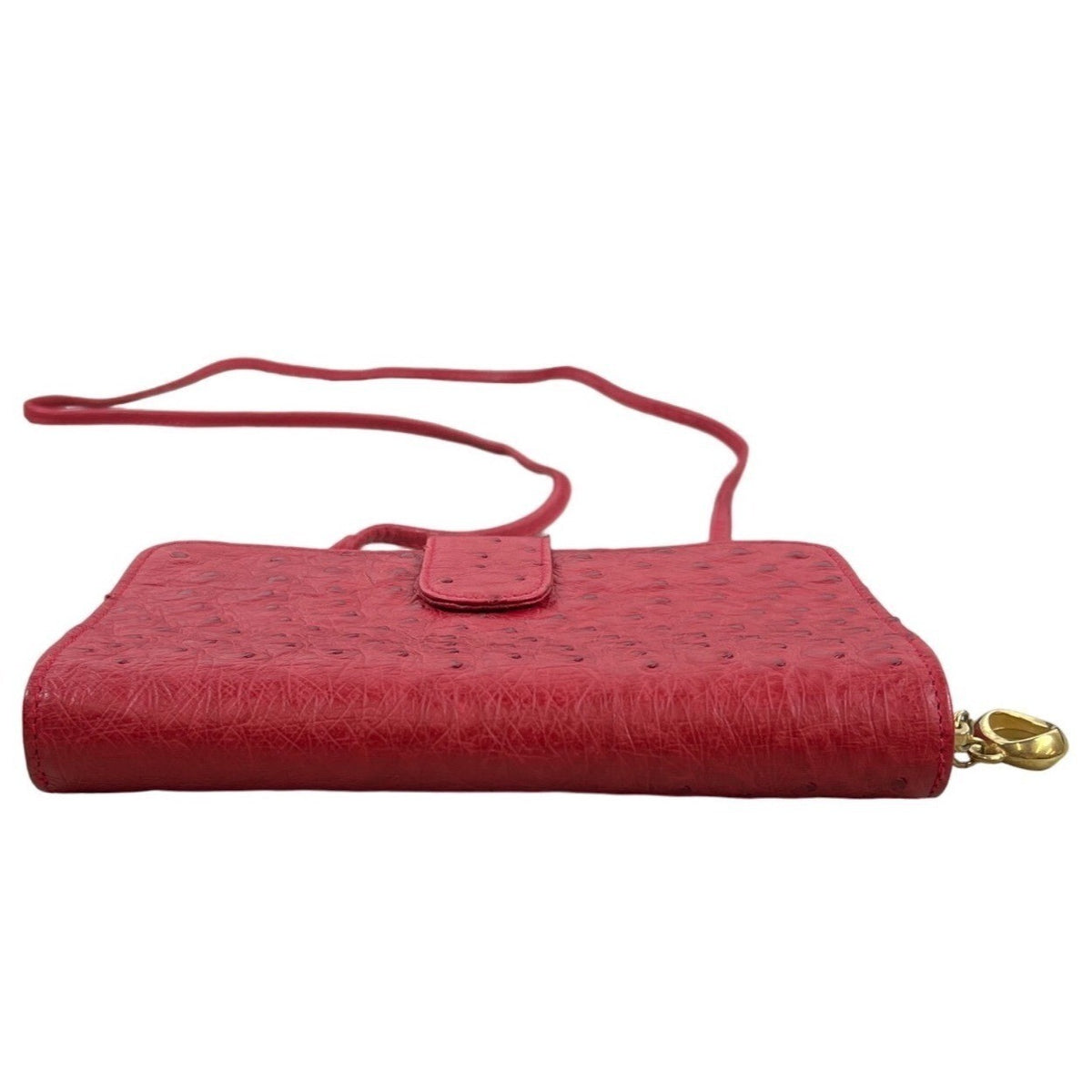Lorenzi Women’s Cherry Red Leather Evening Bag with Gold Details Sz S