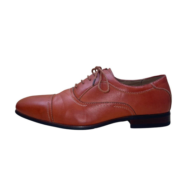 Ferro Aldo Men’s Cognac Leather Lined Lace Up Oxford Dress Shoes Size 7