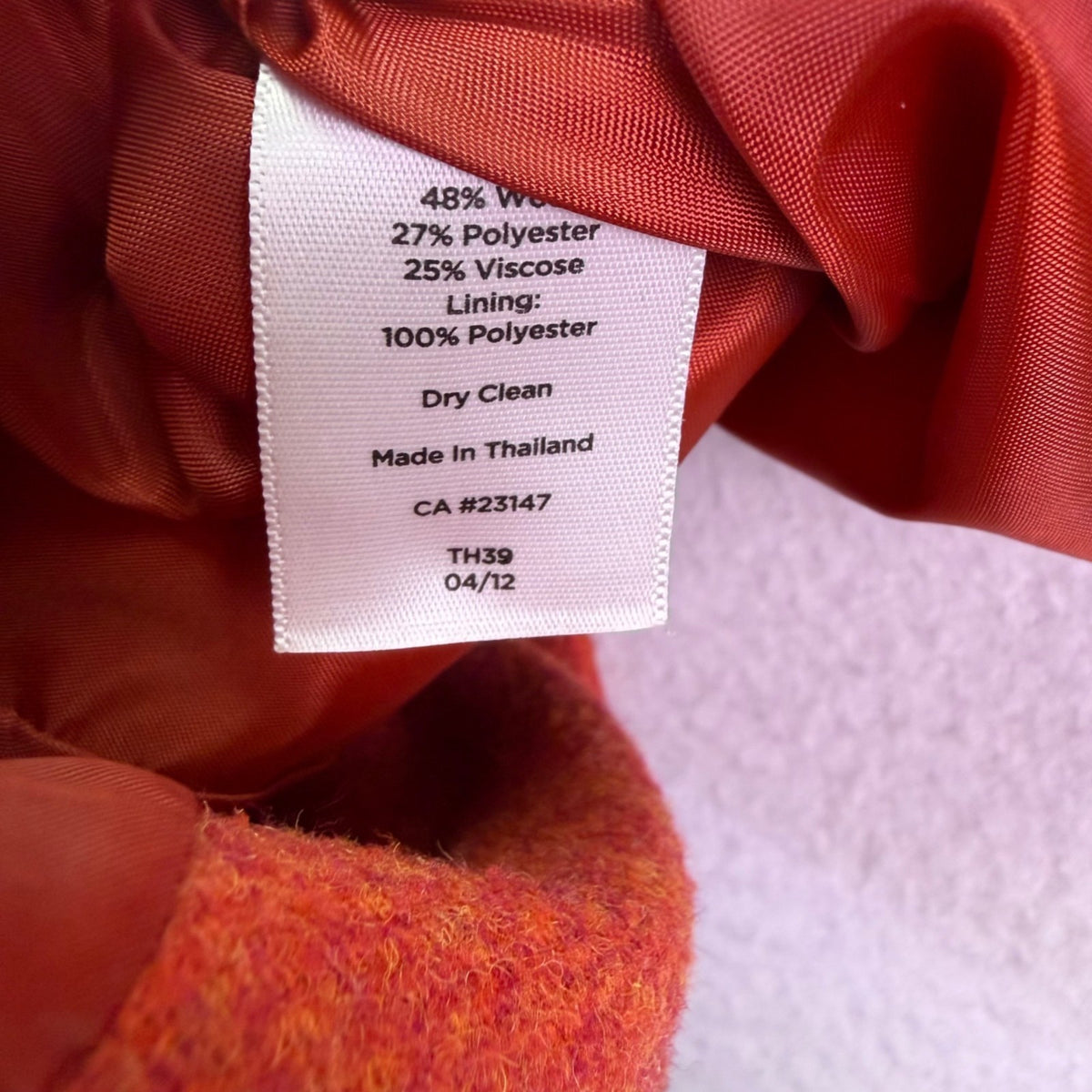 Talbots Women Orange Wool Blend Tailored Blazer Jacket Button Front Size 2