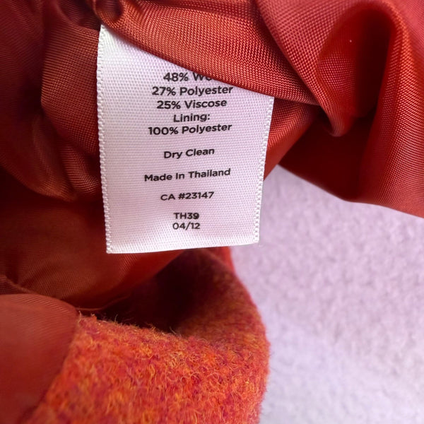 Talbots Women Orange Wool Blend Tailored Blazer Jacket Button Front Size 2