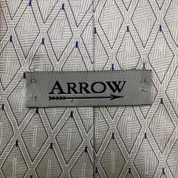 Arrow Mens Silver & Blue 100% Silk Geometric Pattern Neck Tie Versatile Design