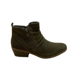 Earth Origins Women’s Olive Perforated Suede Collette Cheryl Ankle Boots Size 8