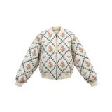 Blanknyc Womens White Quilted Floral Bomber Jacket 100% Cotton Embroidered Sz S