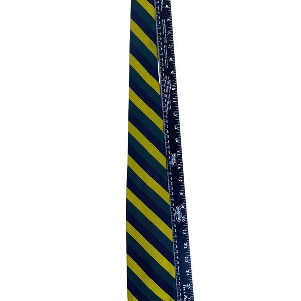 Vintage Brooks Brothers Yellow & Green Striped Silk Tie Woven In England