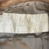 Vintage Thalhimers Women's Brown Fur Coat With 3/4 Sleeves & Hook Closure