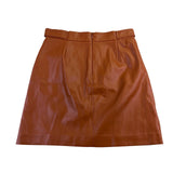 Loft Womens Brown Faux Leather Petite Mini Skirt Gold Button Size 2P