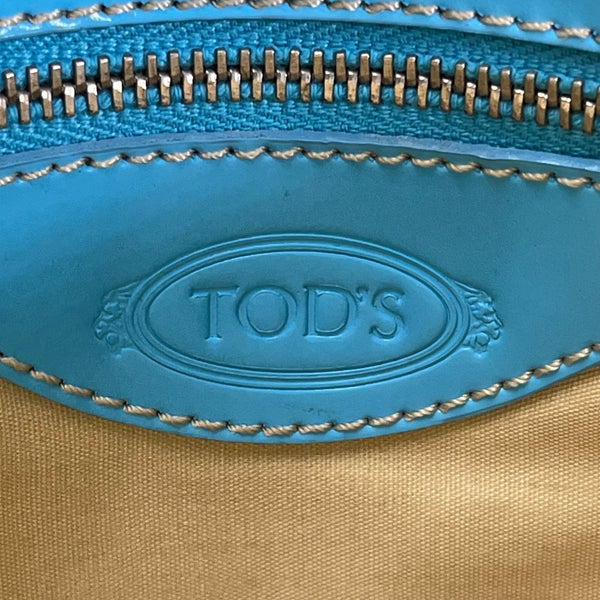 Tod’s Black & Blue Nylon Leather Trim With Silver Turn Lock Crossbody Bag