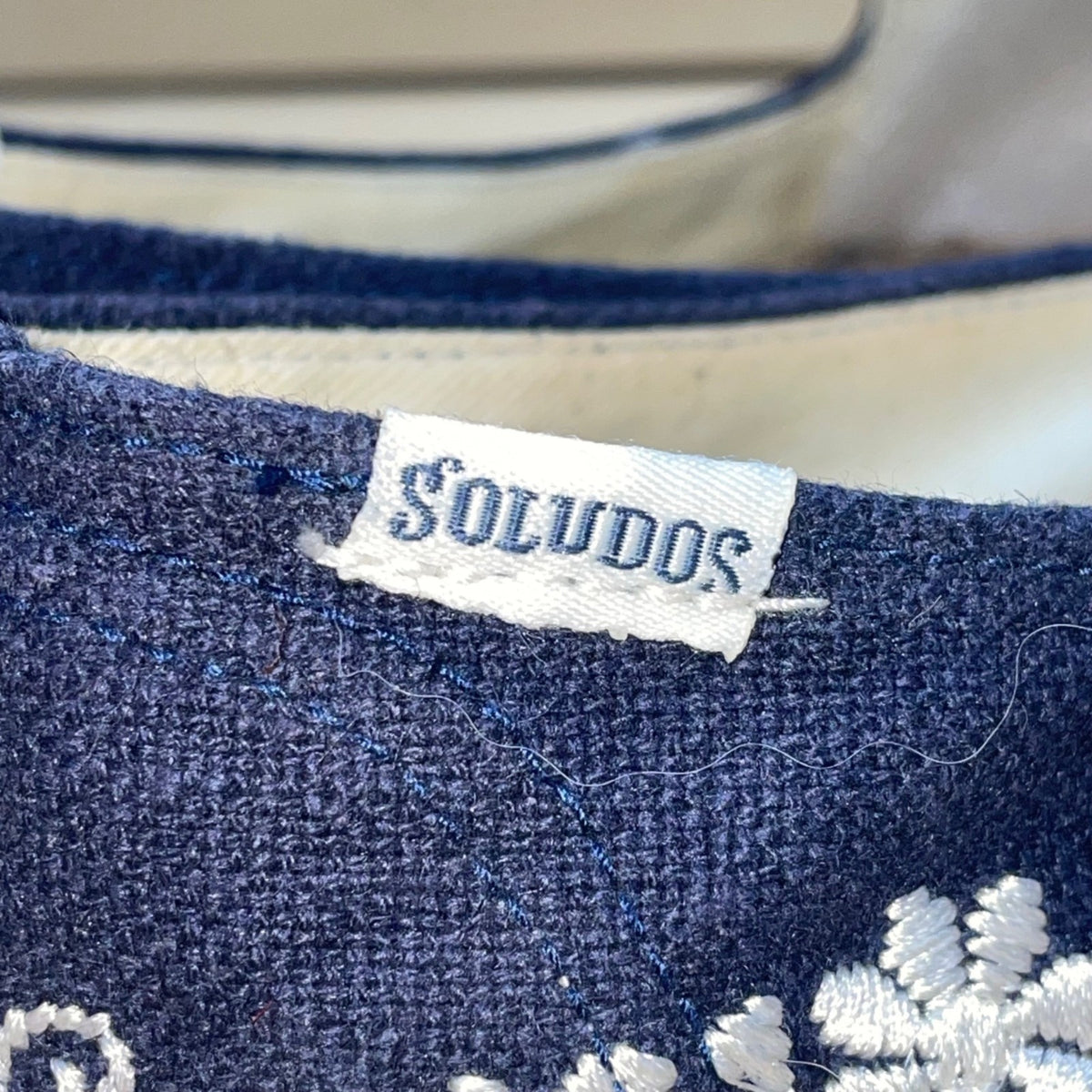 Soludos Women’s Blue Jute White Embroidery Slip-On Espadrilles Shoes Size 8
