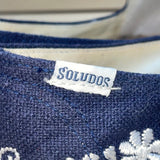 Soludos Women’s Blue Jute White Embroidery Slip-On Espadrilles Shoes Size 8