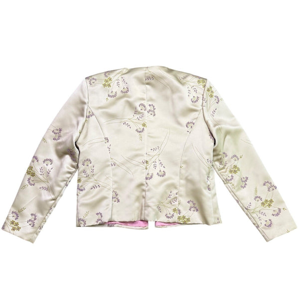 Jwffrey & Dara Womens Cream Satin Floral Jacket & Sleeveless Top Set Size 16