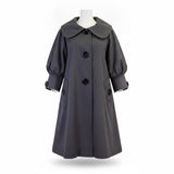Hazelhazel Women Gray Cotton Puff Sleeve Trench Coat Button Front Size S