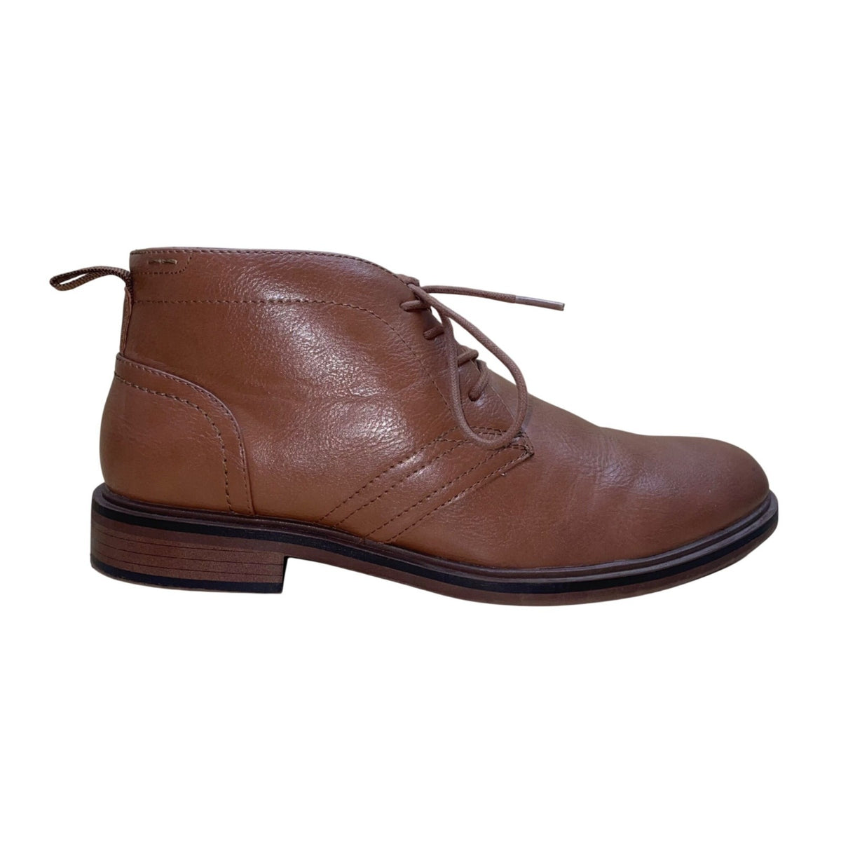 Sonoma Men’s Cognac Brown Faux Leather Lace-Up Ortholite Aaron Ankle Boots Sz 8M