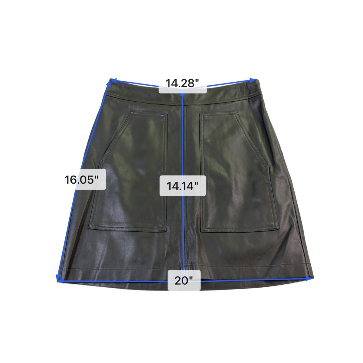 Loft Petites Womens Dark Olive Faux Leather Mini Skirt Size 4P Chic