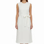 Spanx Women White Sleeveless Belted Midi Dress AirEssentials Pockets Size M