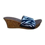 Onesole Women’s Black & White Interchangeable Top Cork Wedge Sandals Size 7