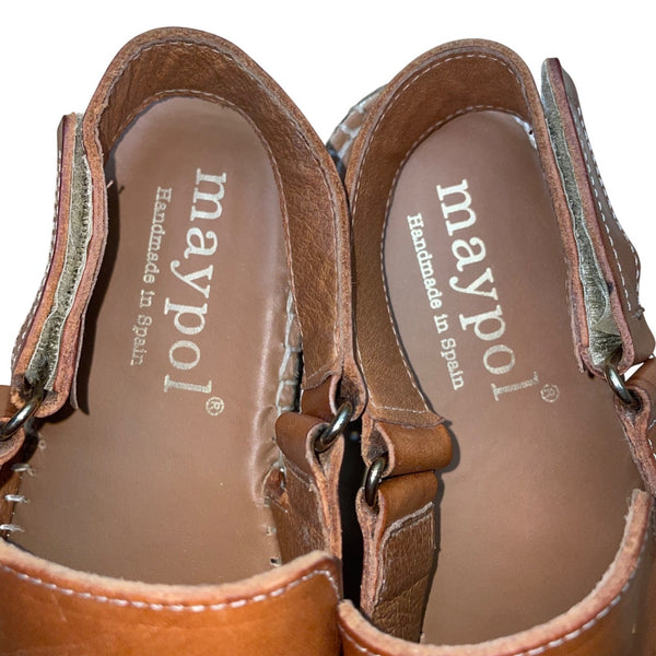 Maypol Handmade In Spain  Women’s Brown Leather Espadrille Moos Sandals Size 39