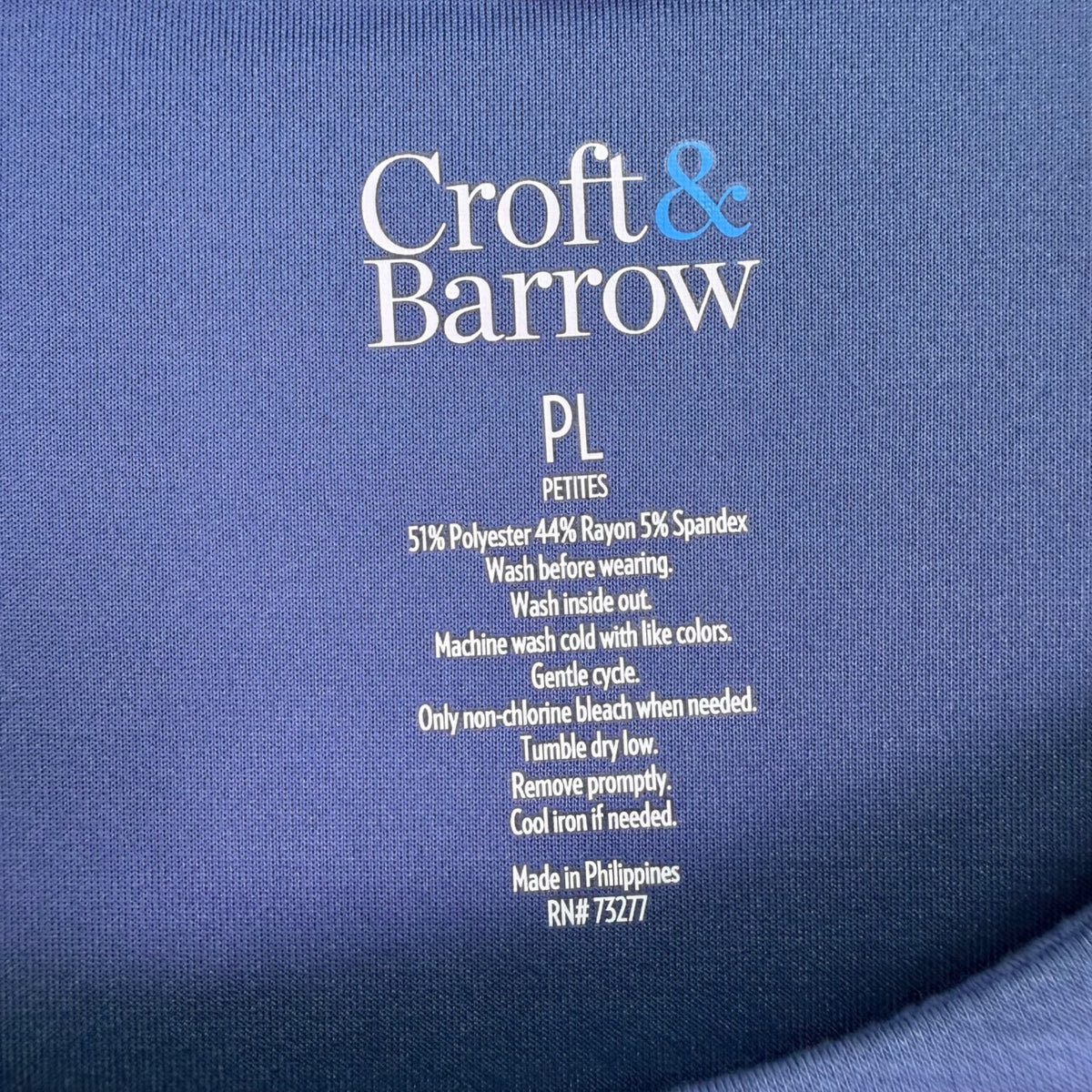 Croft & Barrow Womens Blue Button-Side Long Sleeve Top Sz PL