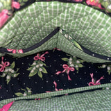 Vera Bradley Women’s Black & Green Quilted Cotton Floral Shoulder Tote Bag