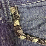 Premium Denims Goods Mens Denim Studded Jeans Boot Cut Embellished Size 38