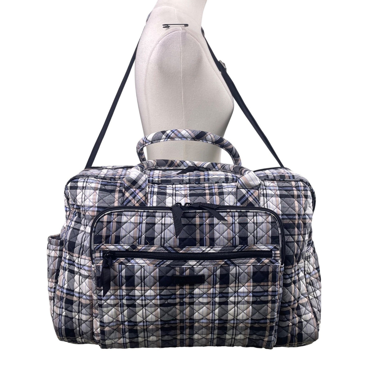 Vera Bradley Women’s Plaid Quilted With Adjustable Strap Weekender Travel Bag