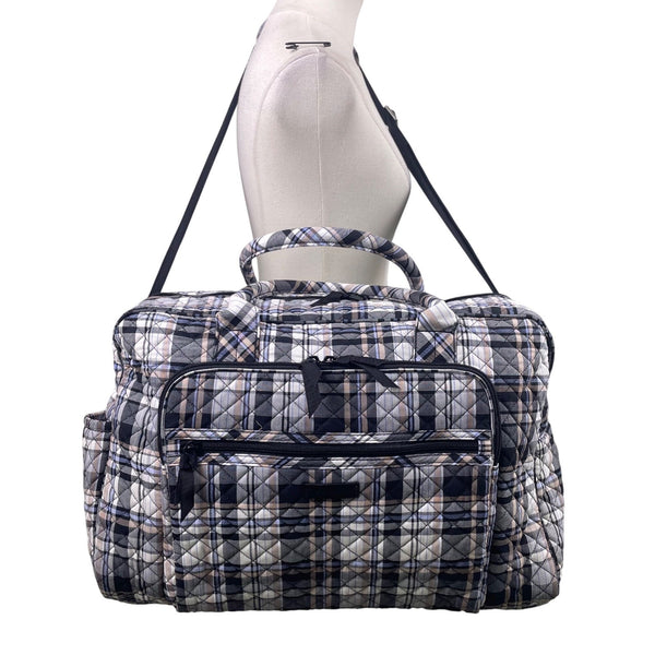 Vera Bradley Women’s Plaid Quilted With Adjustable Strap Weekender Travel Bag
