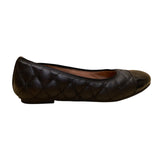 Women’s Black Quilted Leather Desiree Patent Cap Toe Flats Size 6.5