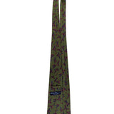 Ferragamo Mens Green Silk Tie Mallard Duck Animal Print Made In Italy