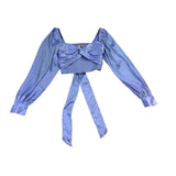 Urban Outfitters Womens Light Blue Satin Long Sleeve Crop Top Size XS