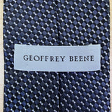 Geoffrey Beene Mens Blue 100% Silk Checkered Pattern Tie Hand Made China Classic
