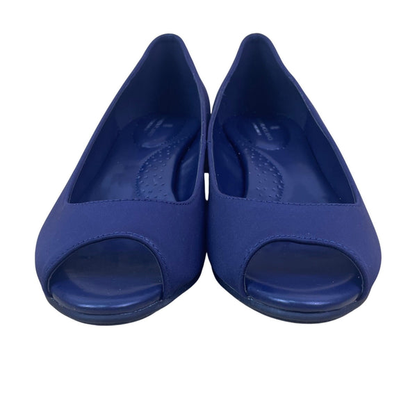 Bandolino Women’s Blue Navy Wedge Candra 2 Peep-Toe Shoes Size 7.5M