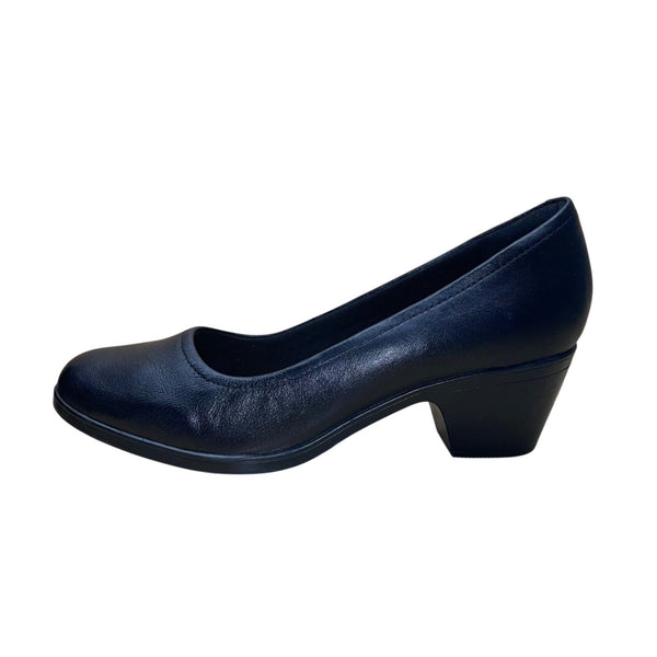 Clarks Collection Women’s Black Leather Ultimate Comfort Heeled Pumps Size 11M