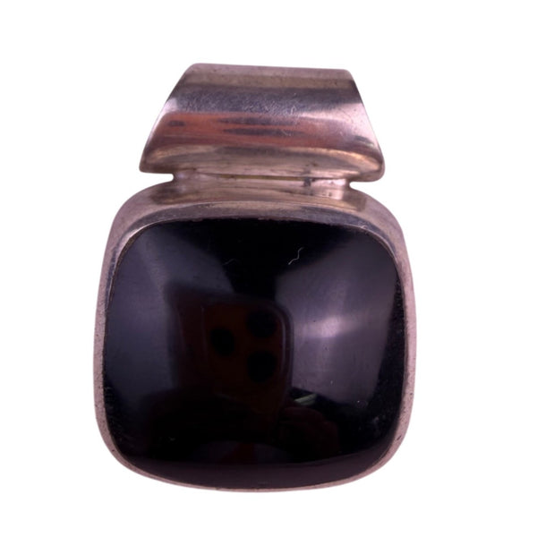 Sterling Silver & Onyx Vintage Pendant Marked Mexico Black Stone Jewelry