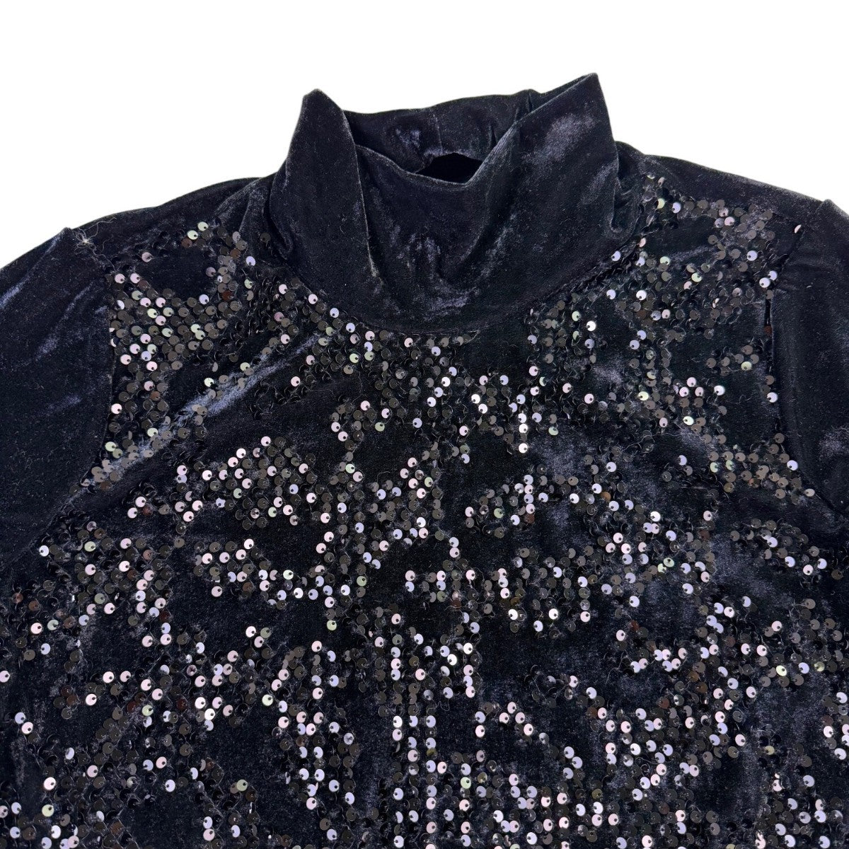 Simply Vera Vera Wang Womens Black Sequin Turtleneck Long Sleeve Sweater Size L