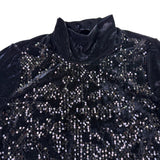 Simply Vera Vera Wang Womens Black Sequin Turtleneck Long Sleeve Sweater Size L